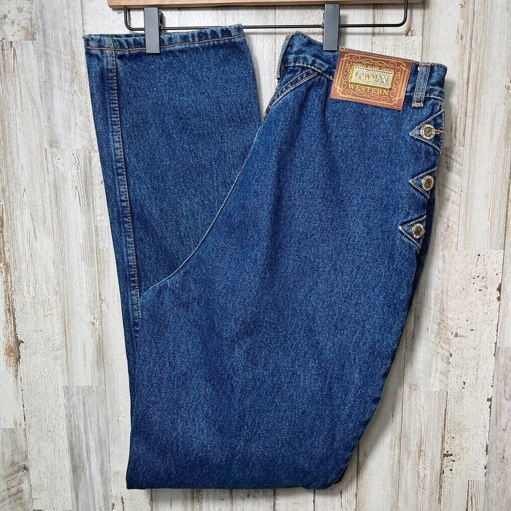 Vintage Lawman Western Cowgirl Blue Jeans Relaxed Fit High Rise Womens 11/ 12